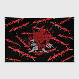 Флаг-баннер с принтом Cyberpunk2077 red samurai в Санкт-Петербурге, 100% полиэстер | размер 67 х 109 см, плотность ткани — 95 г/м2; по краям флага есть четыре люверса для крепления | 2077 | cyber punk 2077 | cyberpunk | cyberpunk2077art | red | samurai | киберпанк | красный 2077