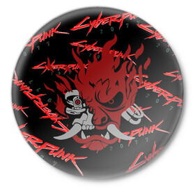 Значок с принтом Cyberpunk2077 red samurai в Санкт-Петербурге,  металл | круглая форма, металлическая застежка в виде булавки | 2077 | cyber punk 2077 | cyberpunk | cyberpunk2077art | red | samurai | киберпанк | красный 2077