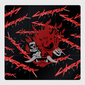 Магнитный плакат 3Х3 с принтом Cyberpunk2077 red samurai в Санкт-Петербурге, Полимерный материал с магнитным слоем | 9 деталей размером 9*9 см | 2077 | cyber punk 2077 | cyberpunk | cyberpunk2077art | red | samurai | киберпанк | красный 2077