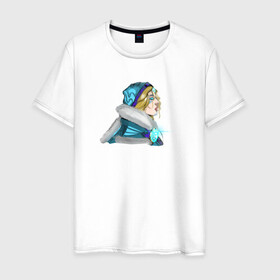 Мужская футболка хлопок с принтом FANART crystal maiden в Санкт-Петербурге, 100% хлопок | прямой крой, круглый вырез горловины, длина до линии бедер, слегка спущенное плечо. | crystalmaiden | dota2 | fanart | games | moba | игры | фанарт