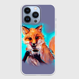 Чехол для iPhone 13 Pro с принтом Лиса с кофе в Санкт-Петербурге,  |  | fox | foxy | животное | звери | лиса | лисенок | лисичка | милая | рыжая | фокс