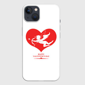 Чехол для iPhone 13 с принтом Happy Valentines Day в Санкт-Петербурге,  |  | 14 февраля | love | valentines day | амур | валентинка | вторая половинка | день всех влюбленных | купидон | любовь | отношения | подарок любви | поцелуй | праздник любви | романтика | свидание | сердечки
