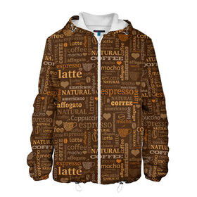 Мужская куртка 3D с принтом Кофейные Напитки в Санкт-Петербурге, ткань верха — 100% полиэстер, подклад — флис | прямой крой, подол и капюшон оформлены резинкой с фиксаторами, два кармана без застежек по бокам, один большой потайной карман на груди. Карман на груди застегивается на липучку | americano | coffee | espresso | latte | nescafe | американо | бариста | бармен | капучино | кофе | кофевар | кофейные зерна | кофейня | кружка кофе | латте | макиато | моккачино | мокко | нескафе | чай | чашка кофе | шоколад