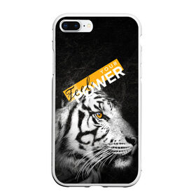 Чехол для iPhone 7Plus/8 Plus матовый с принтом Почувствуй свою силу в Санкт-Петербурге, Силикон | Область печати: задняя сторона чехла, без боковых панелей | feel | power | tiger | белый | животное | сила | тигр | хищник | черный