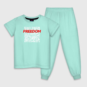 Детская пижама хлопок с принтом Свобода / Freedom в Санкт-Петербурге, 100% хлопок |  брюки и футболка прямого кроя, без карманов, на брюках мягкая резинка на поясе и по низу штанин
 | freedom | свобода