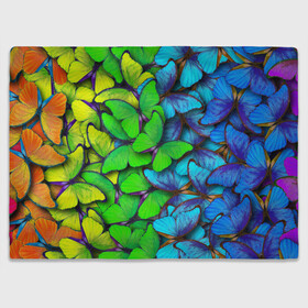 Плед 3D с принтом Радужные бабочки в Санкт-Петербурге, 100% полиэстер | закругленные углы, все края обработаны. Ткань не мнется и не растягивается | абстракция | бабочки | градиент | неон | природа | радуга | узор | фон | яркий узор