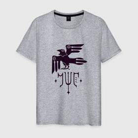 Мужская футболка хлопок с принтом Черный ворон в Санкт-Петербурге, 100% хлопок | прямой крой, круглый вырез горловины, длина до линии бедер, слегка спущенное плечо. | black | character | print | raven