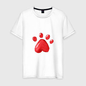 Мужская футболка хлопок с принтом Кошачья лапка в Санкт-Петербурге, 100% хлопок | прямой крой, круглый вырез горловины, длина до линии бедер, слегка спущенное плечо. | котьи лапки | котэ