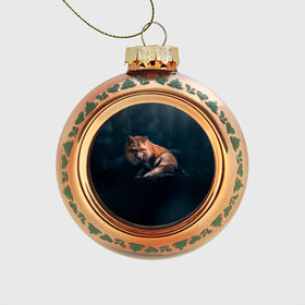 Стеклянный ёлочный шар с принтом Мудрый лис в Санкт-Петербурге, Стекло | Диаметр: 80 мм | fox | foxy | животное | звери | лиса | лисенок | лисичка | милая | рыжая | фокс