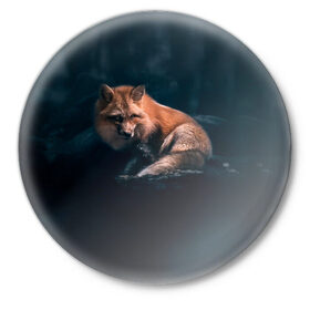 Значок с принтом Мудрый лис в Санкт-Петербурге,  металл | круглая форма, металлическая застежка в виде булавки | fox | foxy | животное | звери | лиса | лисенок | лисичка | милая | рыжая | фокс