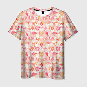Мужская футболка 3D с принтом Сердечки в Санкт-Петербурге, 100% полиэфир | прямой крой, круглый вырез горловины, длина до линии бедер | 8 марта | love | девочки | женская | любовь | подружке | сердечки