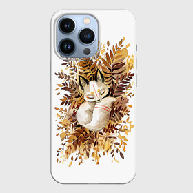 Чехол для iPhone 13 Pro с принтом Лисичка спит в листьях в Санкт-Петербурге,  |  | Тематика изображения на принте: fox | лиса | лиса и лес | лисенок | лисица | лисичка | лисы | с лисичкой | с лисой