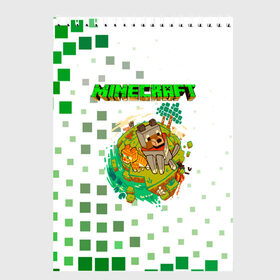 Скетчбук с принтом Minecraft в Санкт-Петербурге, 100% бумага
 | 48 листов, плотность листов — 100 г/м2, плотность картонной обложки — 250 г/м2. Листы скреплены сверху удобной пружинной спиралью | minecraft | алекс | белый | блоки | ведьма | взрывчатка | визера | волк | гаст | добывать | дракон | зеленый куб | зомби | игра | крафт | крипер | кубики | лошадка | майн | майнкрафт | манкрафт | овечка | оцелот
