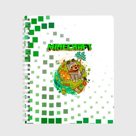 Тетрадь с принтом Minecraft в Санкт-Петербурге, 100% бумага | 48 листов, плотность листов — 60 г/м2, плотность картонной обложки — 250 г/м2. Листы скреплены сбоку удобной пружинной спиралью. Уголки страниц и обложки скругленные. Цвет линий — светло-серый
 | minecraft | алекс | белый | блоки | ведьма | взрывчатка | визера | волк | гаст | добывать | дракон | зеленый куб | зомби | игра | крафт | крипер | кубики | лошадка | майн | майнкрафт | манкрафт | овечка | оцелот