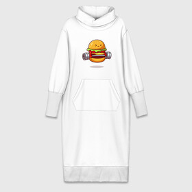 Платье удлиненное хлопок с принтом Бургер на спорте в Санкт-Петербурге,  |  | булки | бургер | бутерброд | мясо | рисунок | спорт | штанга