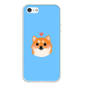 Чехол для iPhone 5/5S матовый с принтом Сиба ину в Санкт-Петербурге, Силикон | Область печати: задняя сторона чехла, без боковых панелей | милый щенок | пес с сердчечком | песик | сиба ину | собака