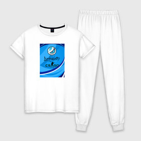 Женская пижама хлопок с принтом Counter Strike (luminosity) в Санкт-Петербурге, 100% хлопок | брюки и футболка прямого кроя, без карманов, на брюках мягкая резинка на поясе и по низу штанин | 