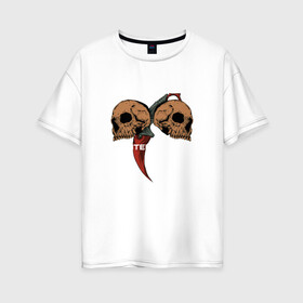 Женская футболка хлопок Oversize с принтом Counter Strike в Санкт-Петербурге, 100% хлопок | свободный крой, круглый ворот, спущенный рукав, длина до линии бедер
 | counter strike global offensive | cs go | кс го | черепа | шутер