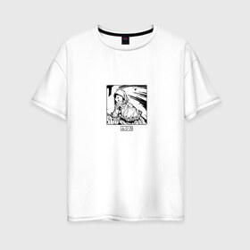 Женская футболка хлопок Oversize с принтом Mujika в Санкт-Петербурге, 100% хлопок | свободный крой, круглый ворот, спущенный рукав, длина до линии бедер
 | anime | yakusoku no neverland | аниме | герой | девушка | манга | музика | мьюзика | обещанный неверленд | персонаж