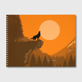 Альбом для рисования с принтом Оранжевый закат в Санкт-Петербурге, 100% бумага
 | матовая бумага, плотность 200 мг. | animals | wolf | волк | волки | животные | звери | зверь | луна | одиночество | одиночка | пёс | собака