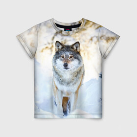 Детская футболка 3D с принтом Я зимой в Санкт-Петербурге, 100% гипоаллергенный полиэфир | прямой крой, круглый вырез горловины, длина до линии бедер, чуть спущенное плечо, ткань немного тянется | animals | wolf | волк | волки | животные | звери | зверь | луна | одиночество | одиночка | пёс | собака