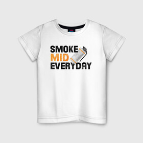Детская футболка хлопок с принтом Smoke Mid Everyday в Санкт-Петербурге, 100% хлопок | круглый вырез горловины, полуприлегающий силуэт, длина до линии бедер | Тематика изображения на принте: asiimov | asimov | beast | counter | counter strike | cs | easy | ez | gg | ggwp | global | go | gradient | howl | hyper | mem | meme | memes | offensive | smoke | strike | азимов | вой | градиент | зверь | контра | лого | логотип
