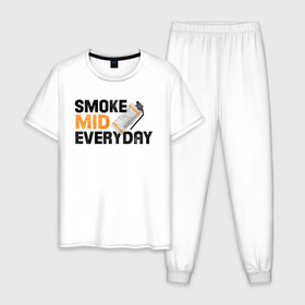 Мужская пижама хлопок с принтом Smoke Mid Everyday в Санкт-Петербурге, 100% хлопок | брюки и футболка прямого кроя, без карманов, на брюках мягкая резинка на поясе и по низу штанин
 | asiimov | asimov | beast | counter | counter strike | cs | easy | ez | gg | ggwp | global | go | gradient | howl | hyper | mem | meme | memes | offensive | smoke | strike | азимов | вой | градиент | зверь | контра | лого | логотип