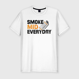Мужская футболка хлопок Slim с принтом Smoke Mid Everyday в Санкт-Петербурге, 92% хлопок, 8% лайкра | приталенный силуэт, круглый вырез ворота, длина до линии бедра, короткий рукав | Тематика изображения на принте: asiimov | asimov | beast | counter | counter strike | cs | easy | ez | gg | ggwp | global | go | gradient | howl | hyper | mem | meme | memes | offensive | smoke | strike | азимов | вой | градиент | зверь | контра | лого | логотип
