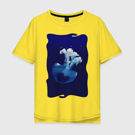 Мужская футболка хлопок Oversize с принтом Медуза в Санкт-Петербурге, 100% хлопок | свободный крой, круглый ворот, “спинка” длиннее передней части | medusa | tegunvteg | краски | медуза | море | океан