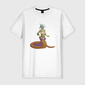 Мужская футболка хлопок Slim с принтом горгона в Санкт-Петербурге, 92% хлопок, 8% лайкра | приталенный силуэт, круглый вырез ворота, длина до линии бедра, короткий рукав | carpg | consept | fantasy | горгона | медуза