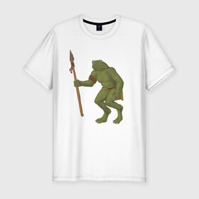 Мужская футболка хлопок Slim с принтом жаблин в Санкт-Петербурге, 92% хлопок, 8% лайкра | приталенный силуэт, круглый вырез ворота, длина до линии бедра, короткий рукав | carpg | fantasy | humanoid | жабы | персонаж