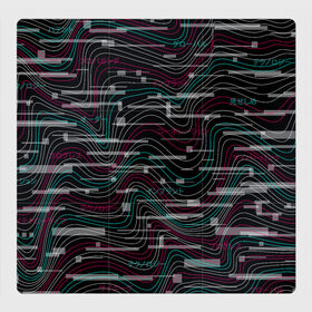 Магнитный плакат 3Х3 с принтом Cyberpunk Waves в Санкт-Петербурге, Полимерный материал с магнитным слоем | 9 деталей размером 9*9 см | cyberpunk | glitch | волны | глитч | киберпанк | узор | футуристичный