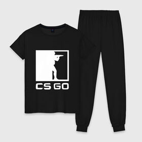 Женская пижама хлопок с принтом CS GO. в Санкт-Петербурге, 100% хлопок | брюки и футболка прямого кроя, без карманов, на брюках мягкая резинка на поясе и по низу штанин | astralis | awp | counter strike | cs go | cs go global offensive | cs:go | faze clan | hyper beast | team liquid | астралис | кс го | тим ликвид | фейз клан | хайпер бист