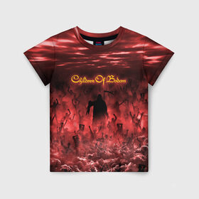 Детская футболка 3D с принтом Children of Bodom в Санкт-Петербурге, 100% гипоаллергенный полиэфир | прямой крой, круглый вырез горловины, длина до линии бедер, чуть спущенное плечо, ткань немного тянется | cobhc | death | metal | дым | концерт | метал | рок | толпа