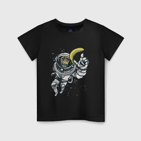 Детская футболка хлопок с принтом Шимпанзе космонавт с бананом в Санкт-Петербурге, 100% хлопок | круглый вырез горловины, полуприлегающий силуэт, длина до линии бедер | astronaut | banana | nasa | астронавт | банан | в космосе | в скафандре | в шлеме | горилла | за бананом | звезды | космонавт | мартышка | наса | невесомость | обезьяна | пародия | полет | прикол | примат | ракета