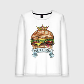 Женский лонгслив хлопок с принтом Burger queen в Санкт-Петербурге, 100% хлопок |  | Тематика изображения на принте: burger | burger queen | бургер | бургер с короной | еда