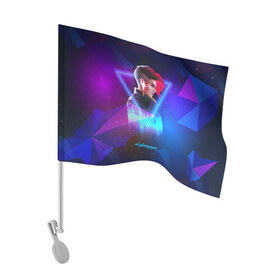 Флаг для автомобиля с принтом Cyberpunk 2077 в Санкт-Петербурге, 100% полиэстер | Размер: 30*21 см | cyberpunk 2077 | игра | киберпанк | компьютерная | космос | неоновый | панк | персонаж | подарок | фиолетовый