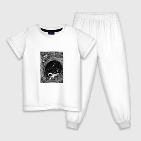 Детская пижама хлопок с принтом Чёрная дыра в Санкт-Петербурге, 100% хлопок |  брюки и футболка прямого кроя, без карманов, на брюках мягкая резинка на поясе и по низу штанин
 | арт | астрономия | вихрь | космос | рисунок | человек | чёрная дыра.космонавт