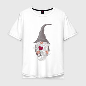 Мужская футболка хлопок Oversize с принтом Гномик в Санкт-Петербурге, 100% хлопок | свободный крой, круглый ворот, “спинка” длиннее передней части | 