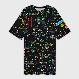Платье-футболка 3D с принтом Математические формулы в Санкт-Петербурге,  |  | Тематика изображения на принте: formulas | math | science | алгебра | вуз | высшая математика | график | графики | дифференциальные уравнения | квадрат | корень квадратный | косинус | математика | наука | синус | студент | тригонометрия