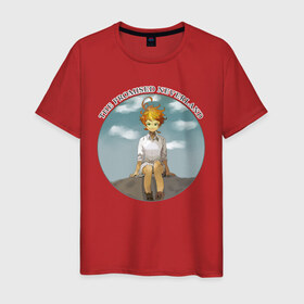 Мужская футболка хлопок с принтом Эмма в Санкт-Петербурге, 100% хлопок | прямой крой, круглый вырез горловины, длина до линии бедер, слегка спущенное плечо. | the promised neverland | аниме | обещанныйневерневерленд | эмма