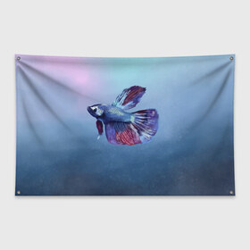 Флаг-баннер с принтом Рыбка в Санкт-Петербурге, 100% полиэстер | размер 67 х 109 см, плотность ткани — 95 г/м2; по краям флага есть четыре люверса для крепления | tegunvteg | акварель | аквариумнаярыбка | вода | петушок | рыбка