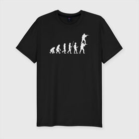 Мужская футболка хлопок Slim с принтом EVOLUTION в Санкт-Петербурге, 92% хлопок, 8% лайкра | приталенный силуэт, круглый вырез ворота, длина до линии бедра, короткий рукав | 16 | counterstrike | csgo | evolution | global offensive | memes | source | ксго | подсадка | прогресс | развитие | эволюция
