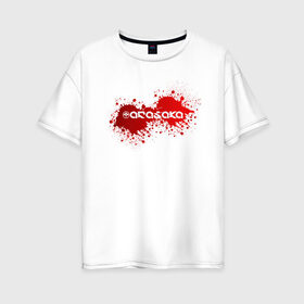 Женская футболка хлопок Oversize с принтом Cyberpunk 2077, Arasaka corp. в Санкт-Петербурге, 100% хлопок | свободный крой, круглый ворот, спущенный рукав, длина до линии бедер
 | arasaka corporation | blood | cyberpunk 2077 | logo