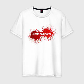 Мужская футболка хлопок с принтом Cyberpunk 2077, Arasaka corp. в Санкт-Петербурге, 100% хлопок | прямой крой, круглый вырез горловины, длина до линии бедер, слегка спущенное плечо. | arasaka corporation | blood | cyberpunk 2077 | logo