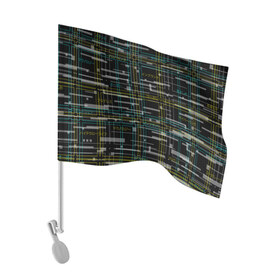 Флаг для автомобиля с принтом Cyberpunk Tartan в Санкт-Петербурге, 100% полиэстер | Размер: 30*21 см | cyberpunk | glitch | глитч | киберпанк | клетка | матрица | узор | футуристичный | шотландка