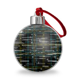 Ёлочный шар с принтом Cyberpunk Tartan в Санкт-Петербурге, Пластик | Диаметр: 77 мм | cyberpunk | glitch | глитч | киберпанк | клетка | матрица | узор | футуристичный | шотландка