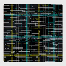 Магнитный плакат 3Х3 с принтом Cyberpunk Tartan в Санкт-Петербурге, Полимерный материал с магнитным слоем | 9 деталей размером 9*9 см | cyberpunk | glitch | глитч | киберпанк | клетка | матрица | узор | футуристичный | шотландка