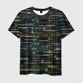 Мужская футболка 3D с принтом Cyberpunk Tartan в Санкт-Петербурге, 100% полиэфир | прямой крой, круглый вырез горловины, длина до линии бедер | cyberpunk | glitch | глитч | киберпанк | клетка | матрица | узор | футуристичный | шотландка