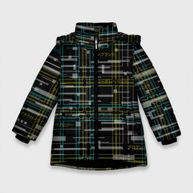 Зимняя куртка для девочек 3D с принтом Cyberpunk Tartan в Санкт-Петербурге, ткань верха — 100% полиэстер; подклад — 100% полиэстер, утеплитель — 100% полиэстер. | длина ниже бедра, удлиненная спинка, воротник стойка и отстегивающийся капюшон. Есть боковые карманы с листочкой на кнопках, утяжки по низу изделия и внутренний карман на молнии. 

Предусмотрены светоотражающий принт на спинке, радужный светоотражающий элемент на пуллере молнии и на резинке для утяжки. | cyberpunk | glitch | глитч | киберпанк | клетка | матрица | узор | футуристичный | шотландка